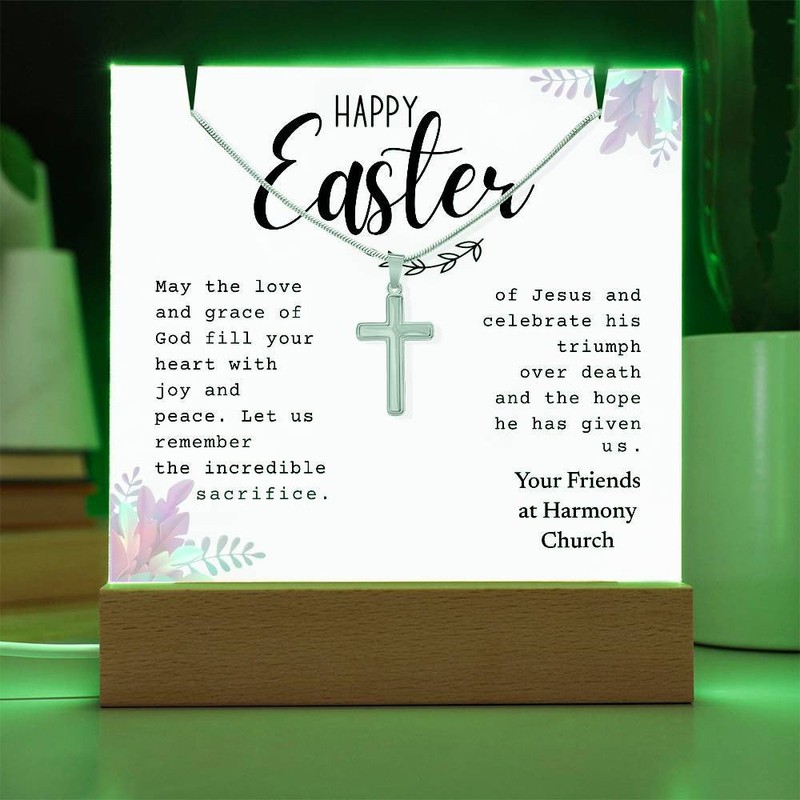 Easter Religious Gift Bundle, Cross Necklace Gift, Easter Sign Decor, Christian gallery