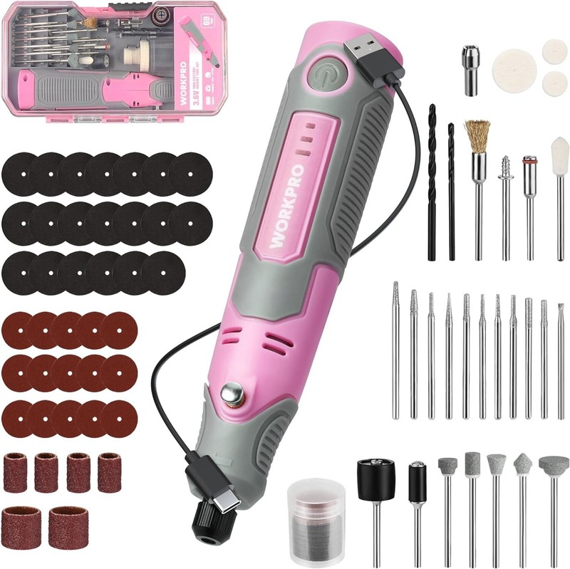 WORKPRO Cordless Rechargeable Rotary Tool Kit 71PC Accessories 3 Variable Speeds gallery