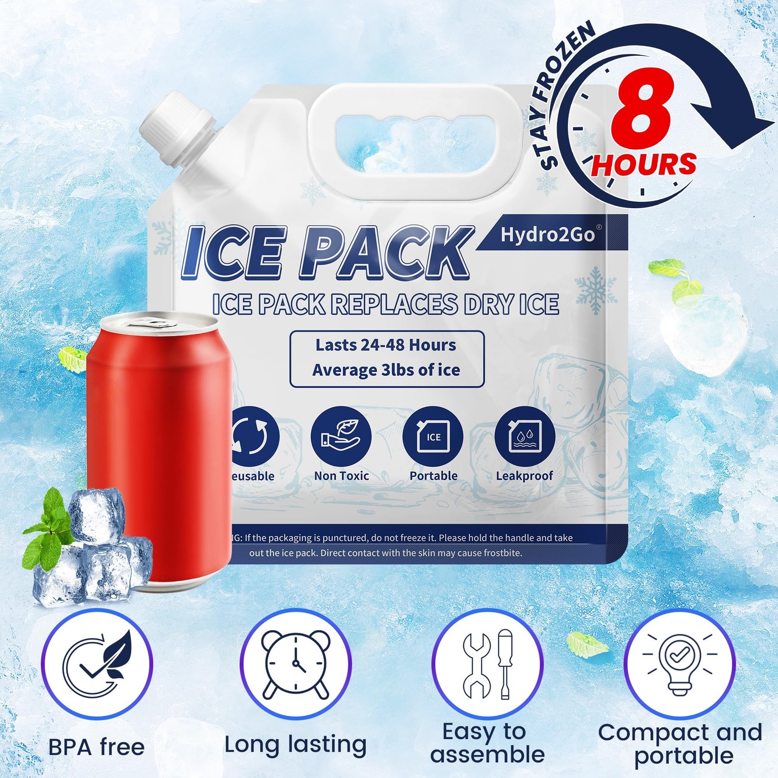 Hydro2Go Reusable Ice Packs for Cooler - Long Lasting Cold Freezer Packs for ... gallery