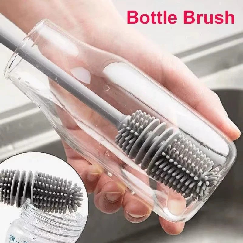 Silicone Bottle Brush Cleaner Long Handle Milk Cup Glass Cleaning Kitchen Tool gallery