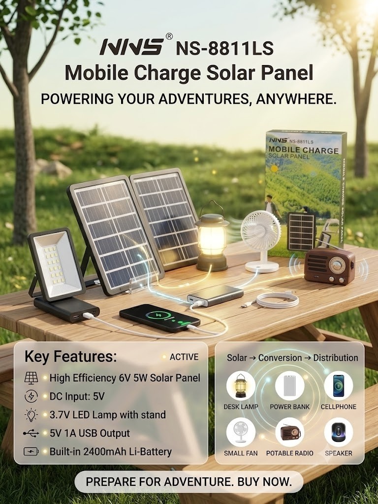 1-pack Portable Solar Panel Charger USB 5V 5W Outdoor Camping Power Bank gallery