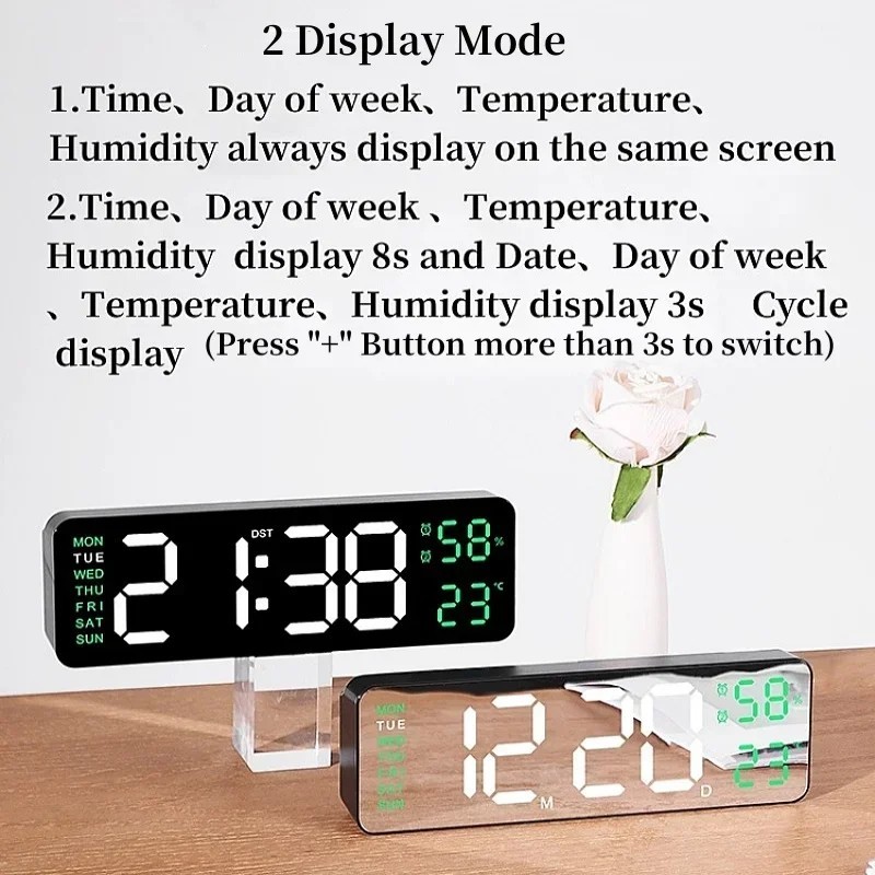 Large LED Digital Display Wall Desk Alarm Clock With Calendar Temperature Date gallery