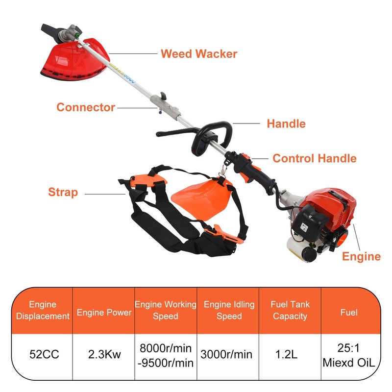 Updated 5-in-1 Multi-Functional Trimming Tools Gas Hedge Trimmer 52CC Weed Eater gallery
