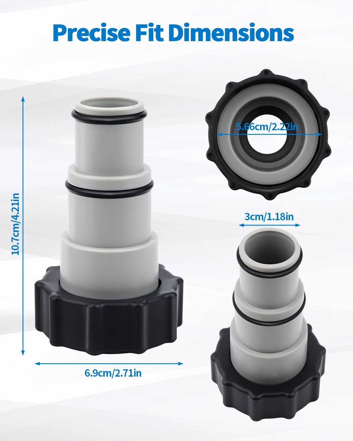 2 Pack Pool Hose Adapter A with Collar for Intex, Converts 1.5 2*4.28, Gray gallery