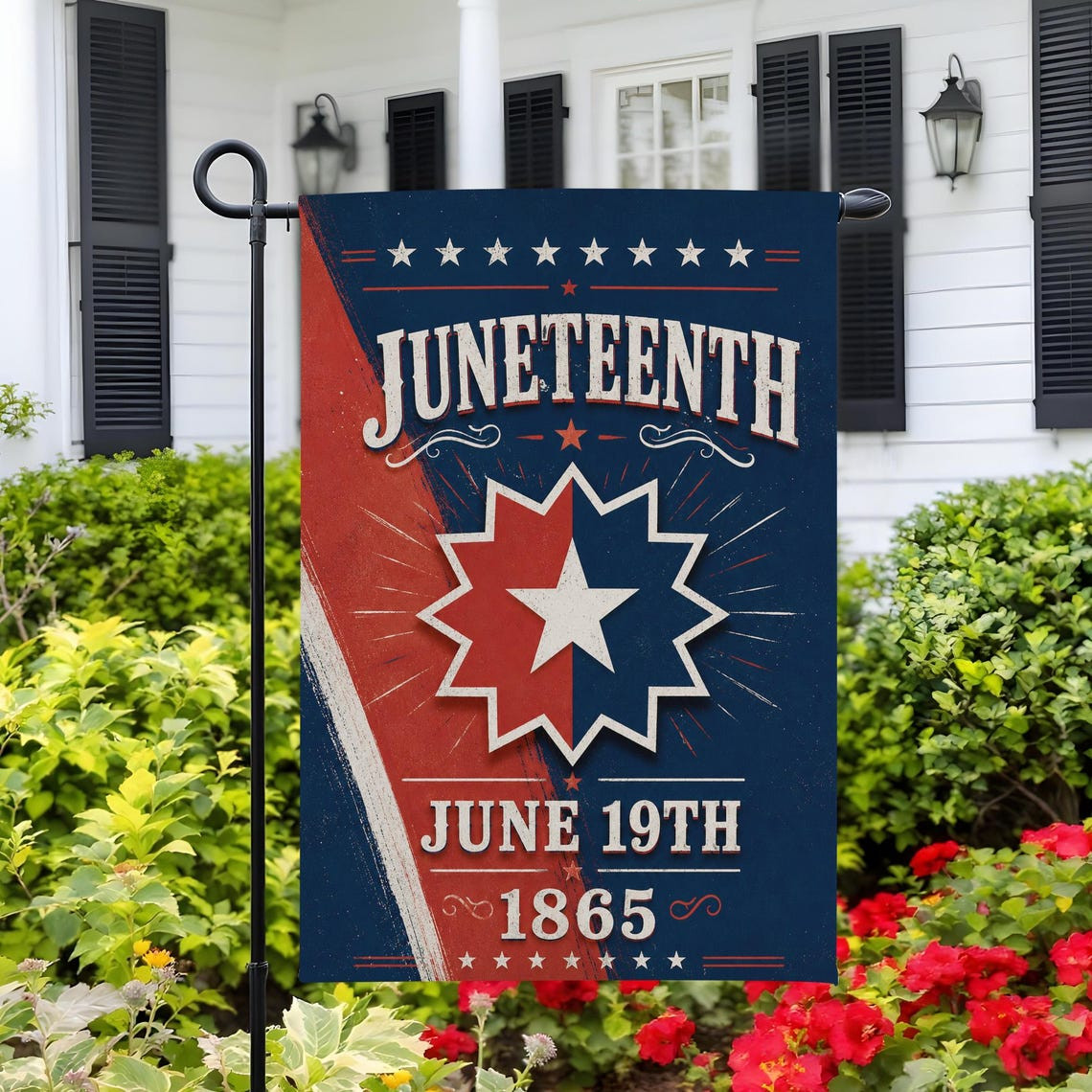 Juneteenth House Flag, June 19th Outdoor Porch Decor, 1865 Freedom Celebration F gallery