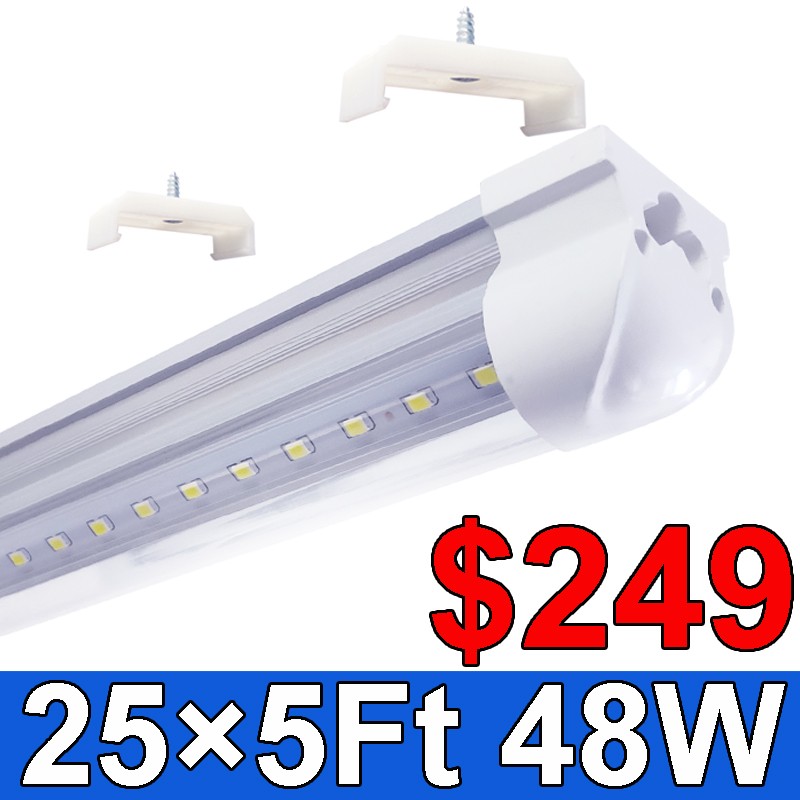 T8 5FT LED Tube Lights Integrated Shop Light Fixture 48W Led Ceiling Light 25PCS gallery