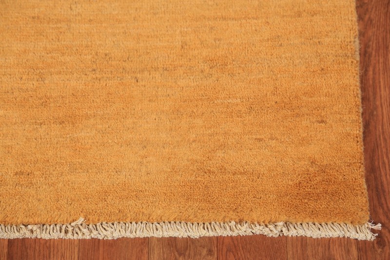 Handmade Gabbeh Solid Design Wool Modern Rug - Gold" 4x6 ft gallery