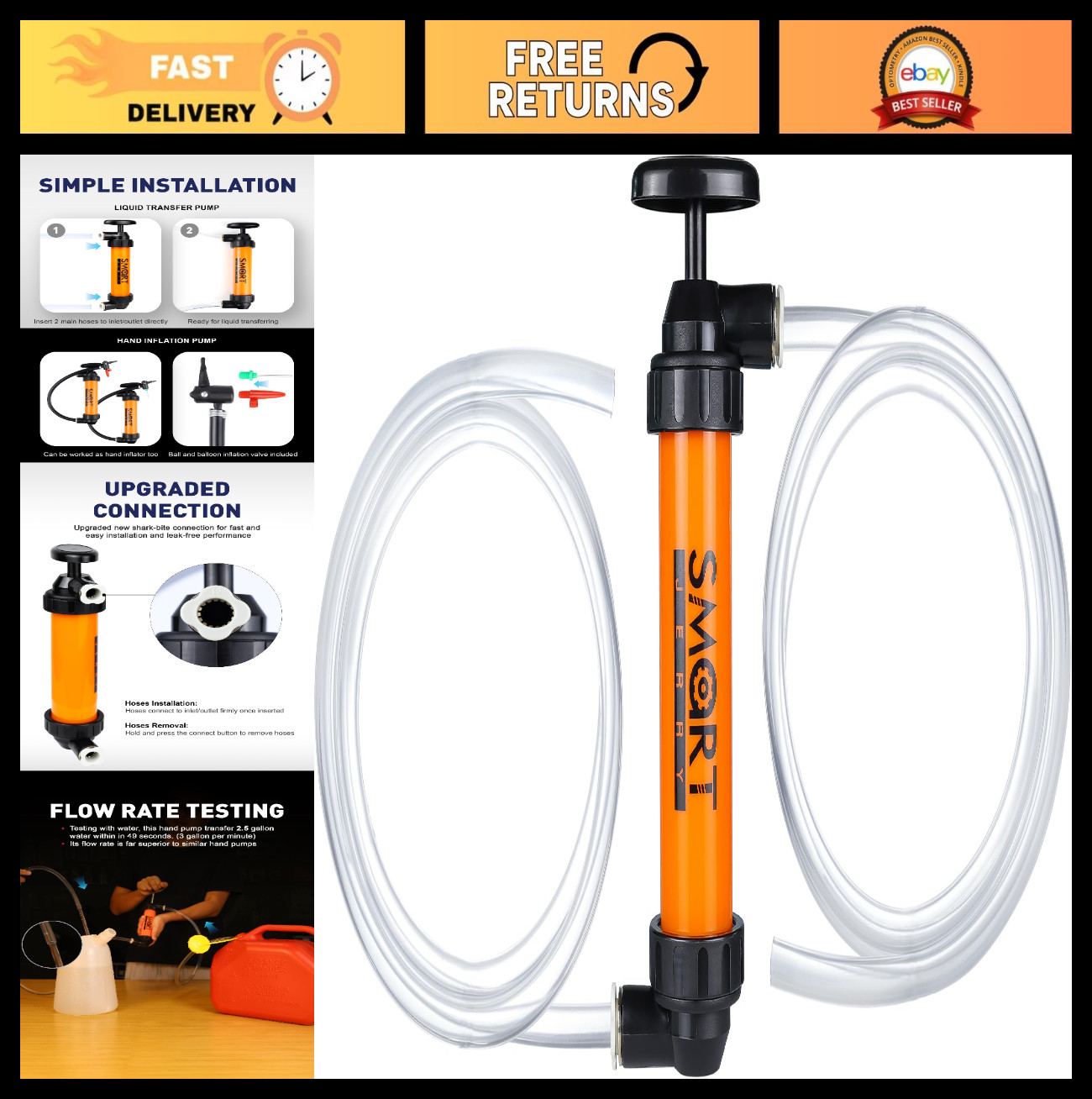 Siphon Pump for Gasoline & Fluids - Manual Fuel Transfer, Oil & Antifreeze Pump gallery