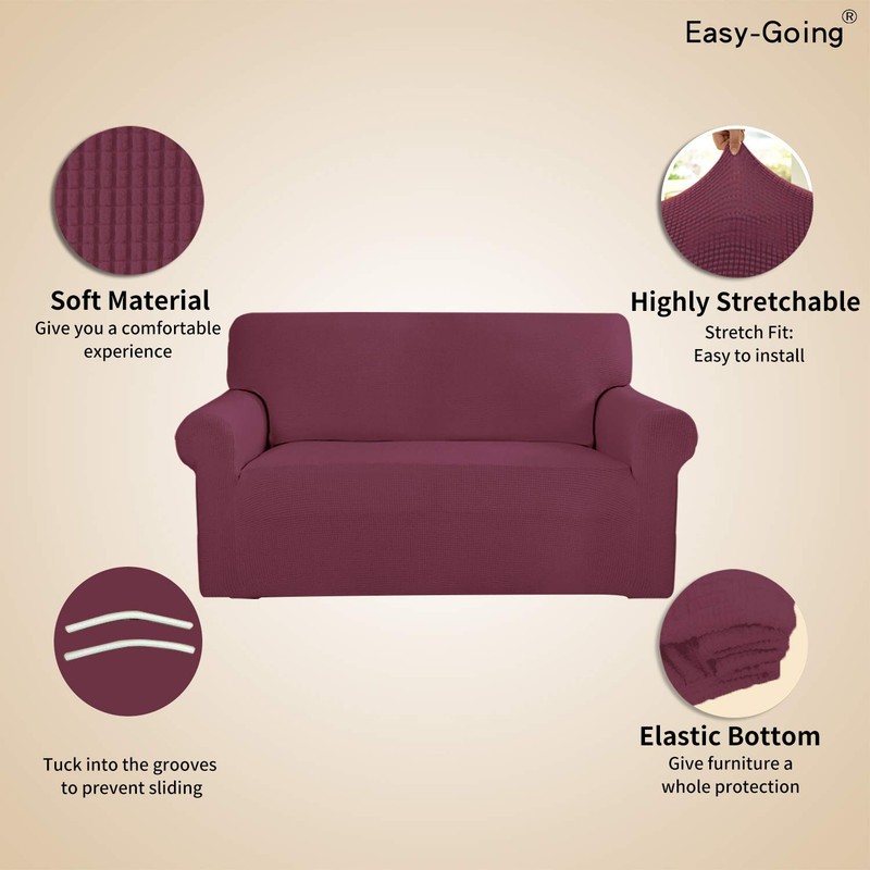 Easy-Going Stretch Sofa Slipcover 1-Piece Cover Large Sofa, Ash Rose gallery