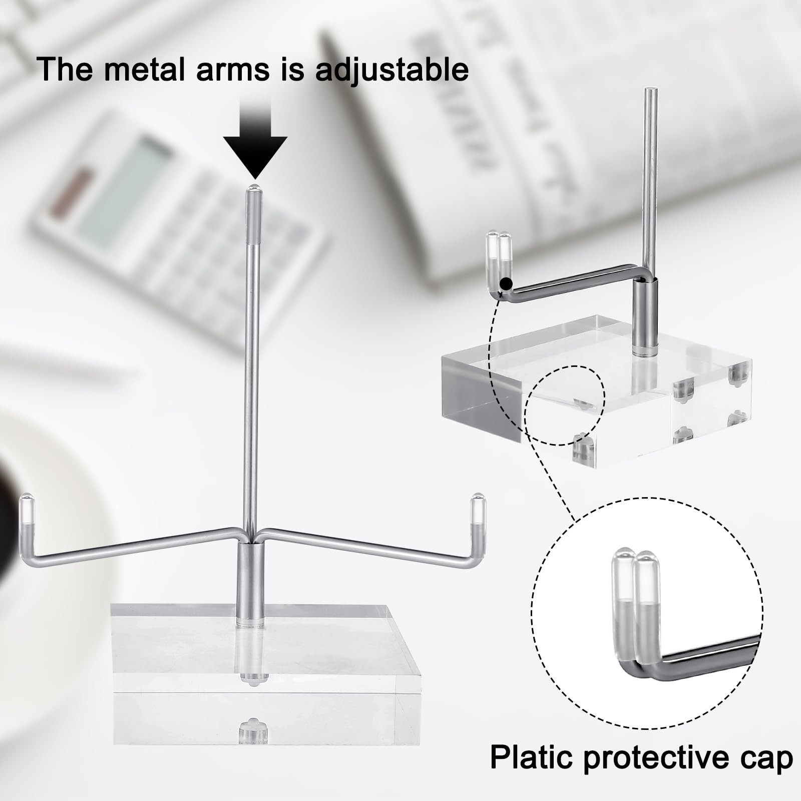 3 Pack Adjustable Metal Arm Display Stand Easel with Acrylic Base for Gemstones gallery