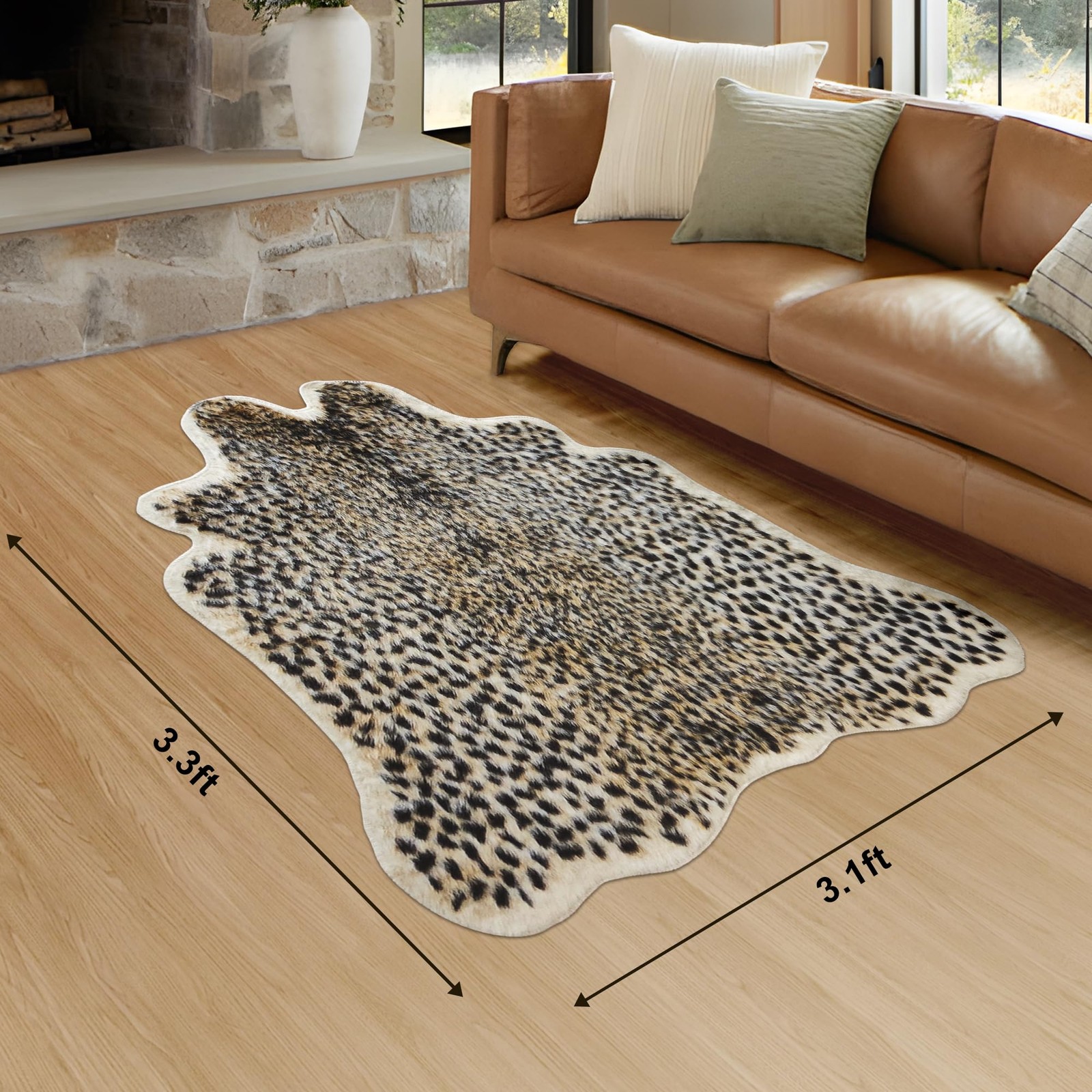 Cheetah Print Rug Leopard Carpet: Small Faux Cowhide Skin Fur Area Rug Animal Pr gallery