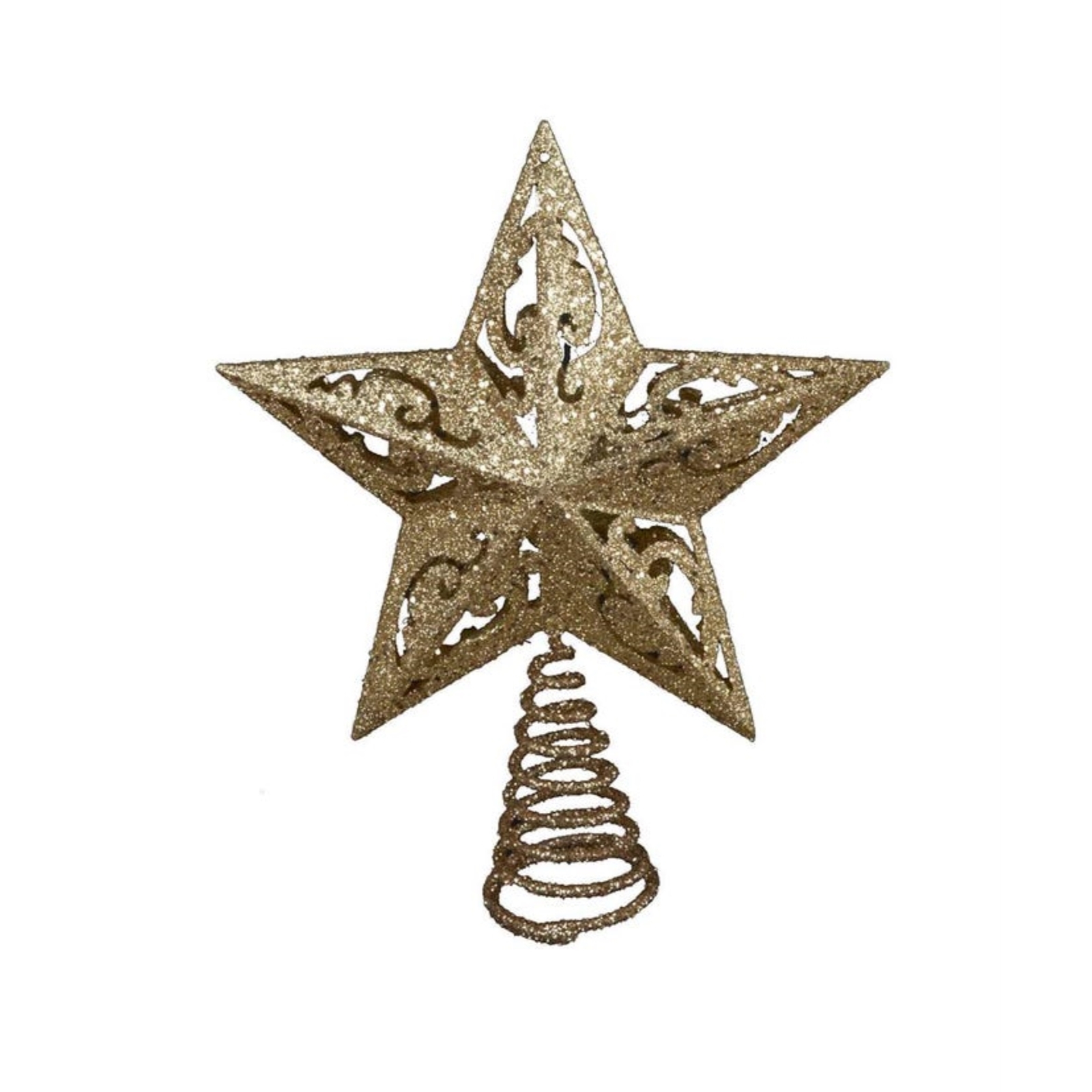 Kurt Adler Unlit Gold Glittered 5-Point Star Christmas Treetop, 8" gallery