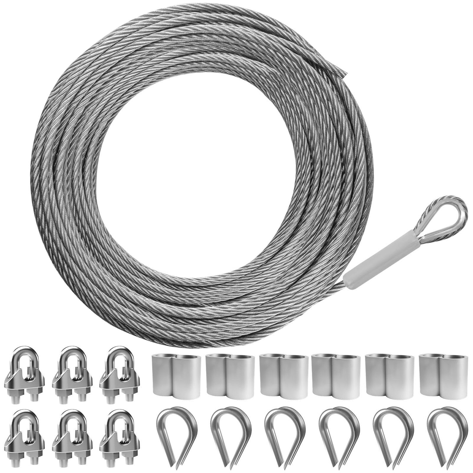 1/4" Wire Rope,50FT 304 Stainless Steel Wire Cable Kit,7x19 Strand Core with ... gallery