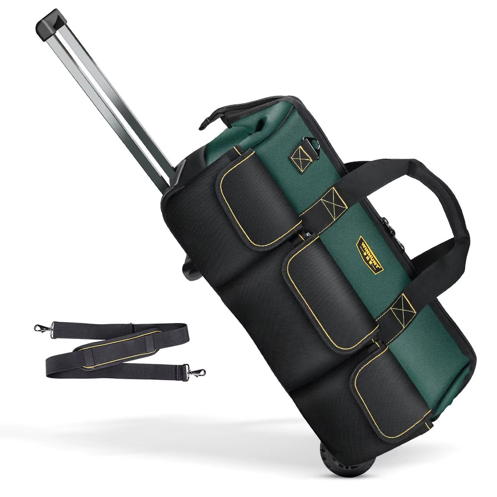 22 Inch Rolling Tool Bag with Wheels Telescopic Handle Heavy Duty 15 Pockets Bag gallery