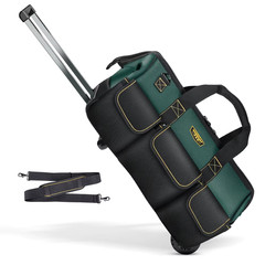 22 Inch Rolling Tool Bag with Wheels Telescopic Handle Heavy Duty 15 Pockets Bag