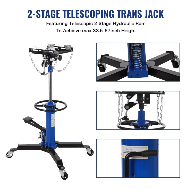 ✔️Transmission Jack 1100 lbs Capacity 33.8 "to 72.8" 2 Stage Adjustable Hydrauli gallery