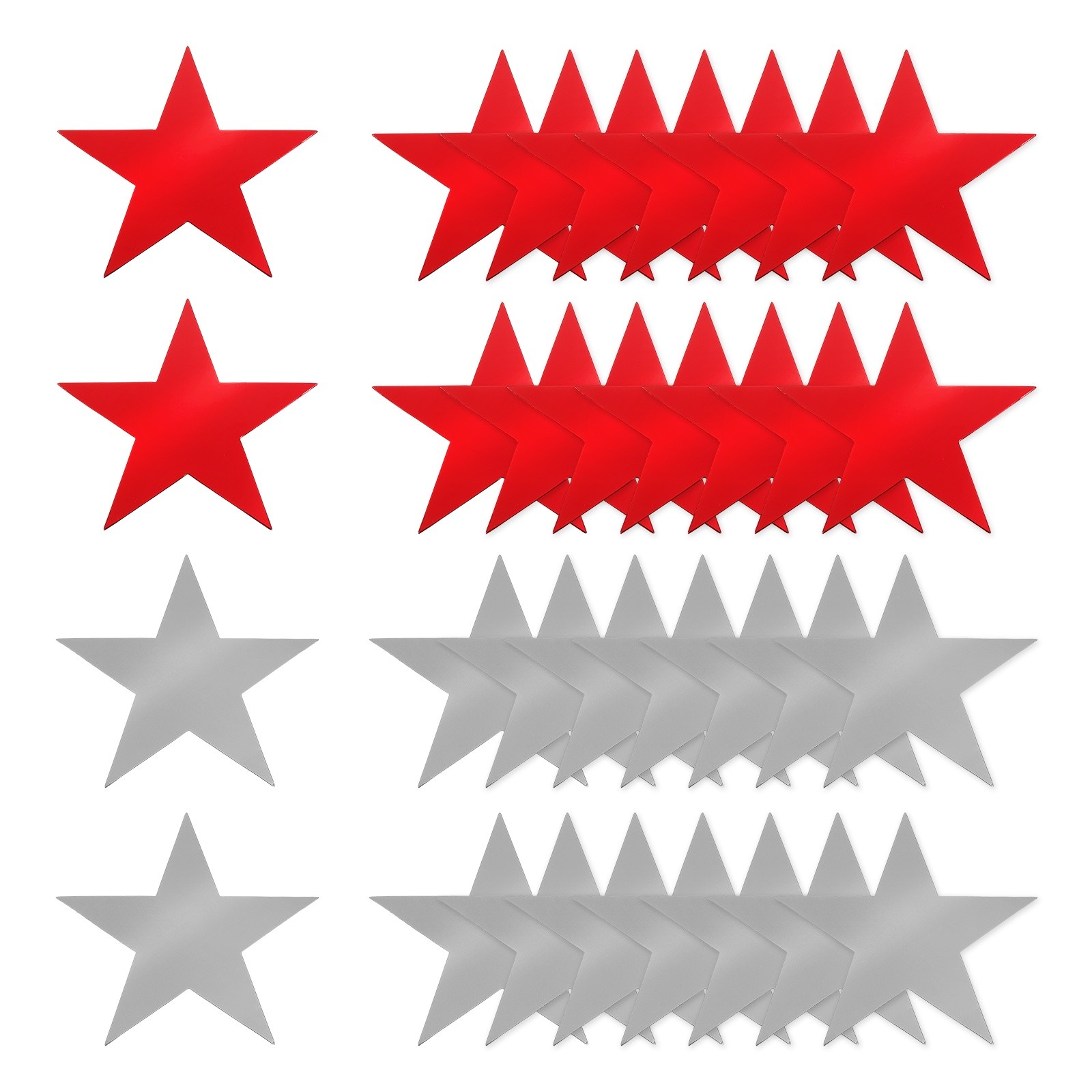 48 Pcs Stars Cutouts, 6 Inch Double Printed Paper Stars, Silver/Red gallery