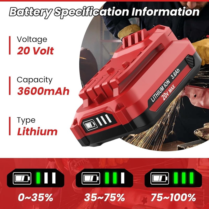 2 PACK 2.0Ah Compact Battery for CRAFTSMAN 20V 2.0Ah V20 CMCB202 Battery gallery