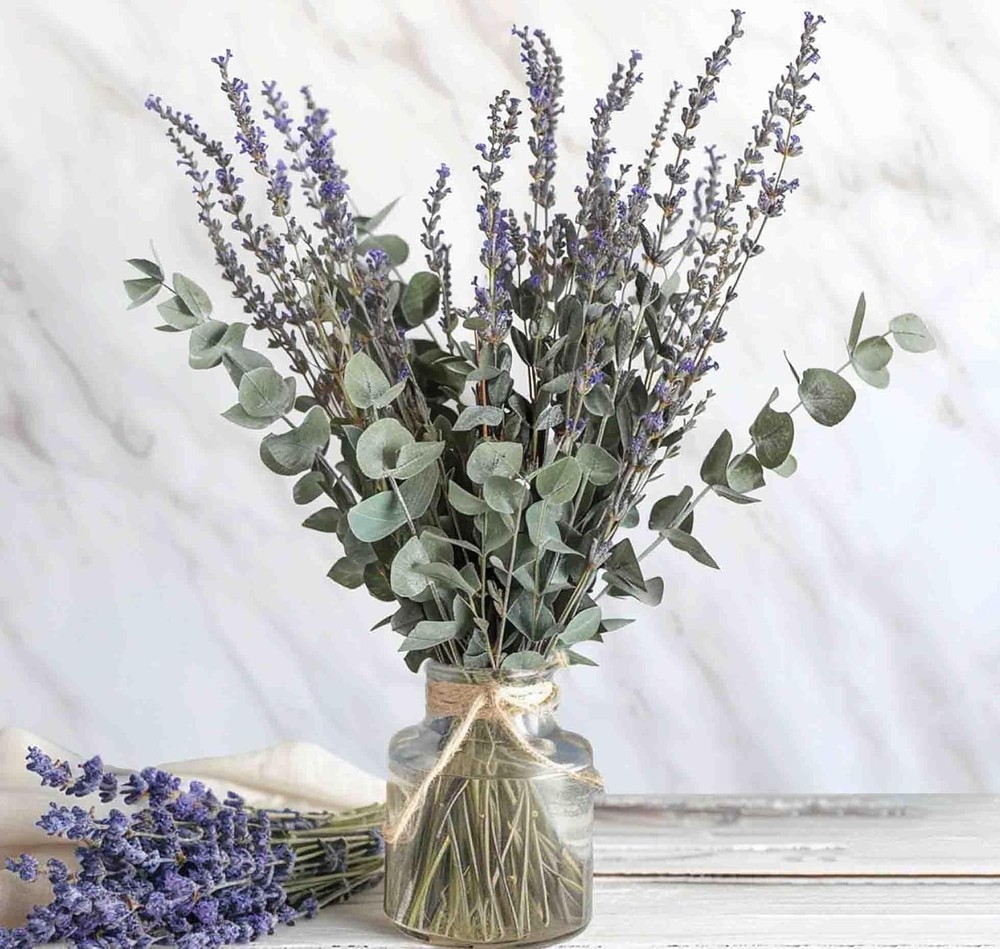 Bulk 100 Stems Dried Eucalyptus & Lavender, DIY Wedding Shower Decor Supplies