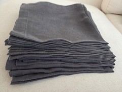 Sur La Table 100% Linen Gray Solid Square Cloth Napkins Set of 11