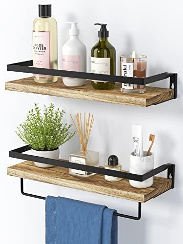 AMADA HOMEFURNISHING Floating Shelves, Bathroom Shelf with Towel Bar, Wall gallery
