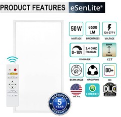 2 PK 2×4 LED Flat Panel Light Remote Control 3000k-5000k Dimmable Office Troffer
