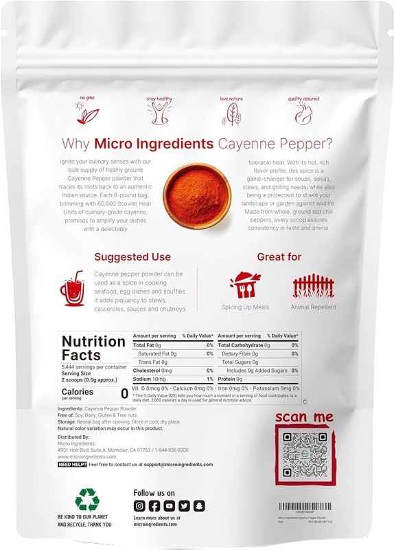 Micro Ingredients ground Cayenne pepper powder bulk, 6 Pounds - 60,000 heat... gallery