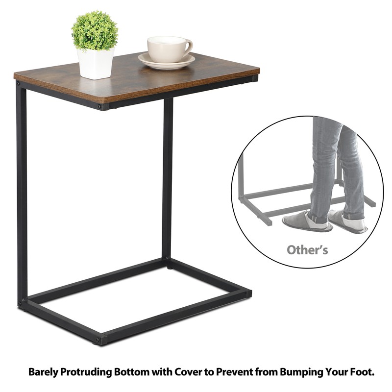 C Shaped Side Table End Table for Sofa Bed and Couch w/ Metal Frame Rectangular gallery