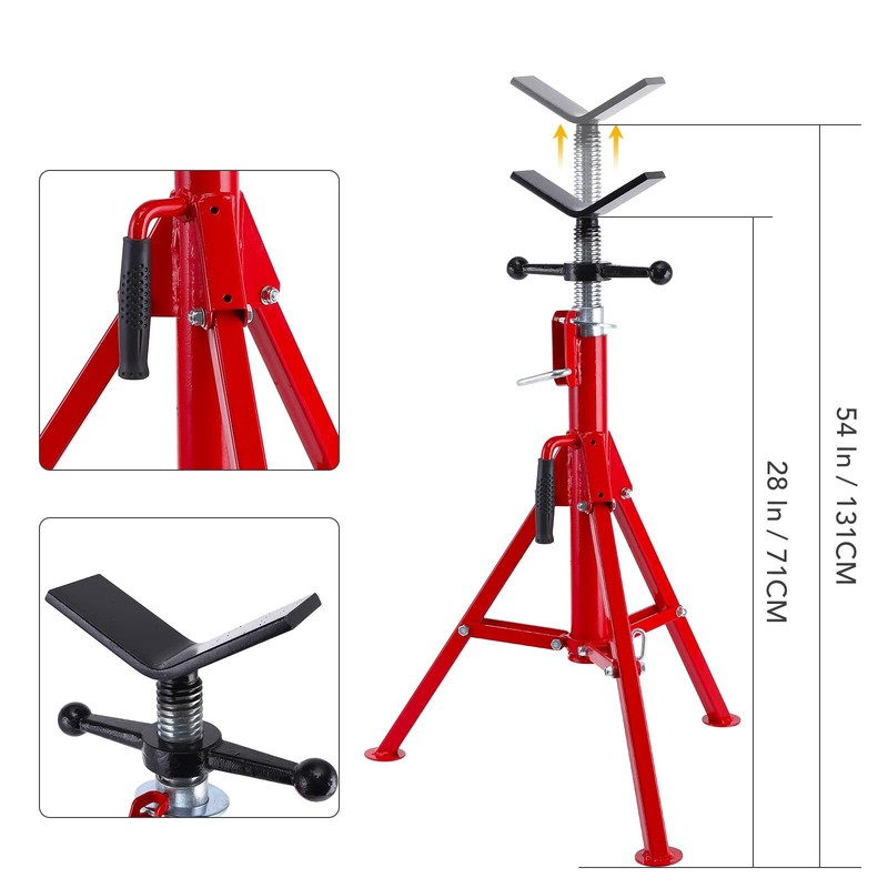 28-52 Inch Adjustable Height 1/8"-12" Capacity V Head Pipe Jack Stand 2500 lbS gallery