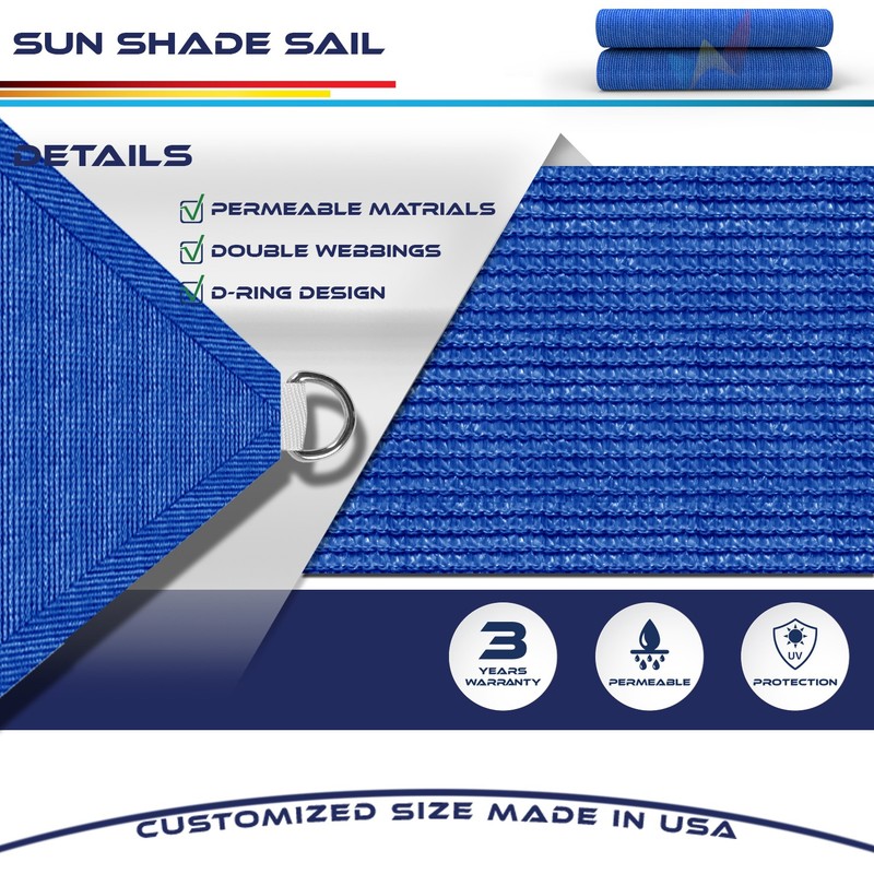 Blue Rectangle Sun Shade Sail Fabric Awning Top Canopy Patio Custom 2-16 FT gallery