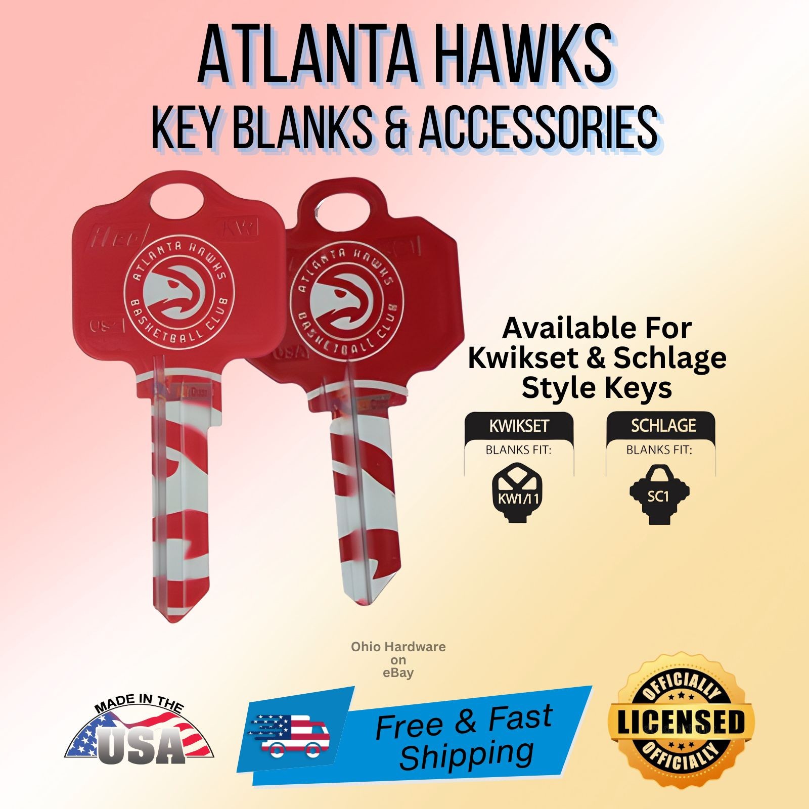 NBA Team Logo Key Blanks - Kwikset KW1 or Schlage SC1 – Choose Your Team gallery