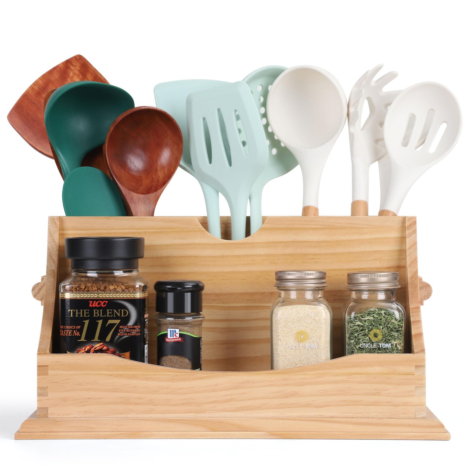 Kitchen Utensil Holder for Countertop with 4 Compartments, Natural Color(Uten... gallery