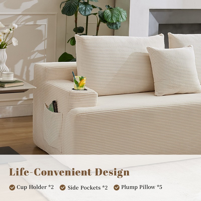 106" L Shaped Sectional Cloud Couch w/ Right Facing Chaise Plush Boneless Sofa gallery
