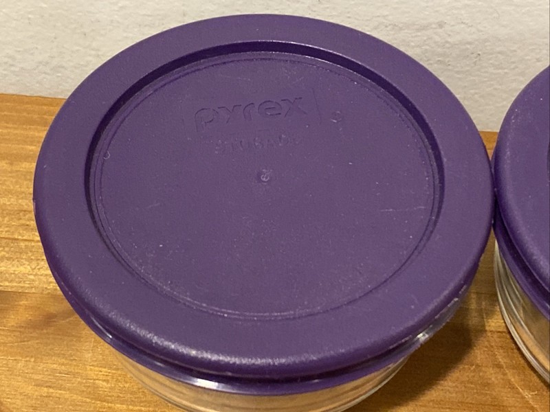 pyrex 7202A 1 Cup 236 mL Clear Round Glass Food Storage Bowl Lid Made in USA Set gallery