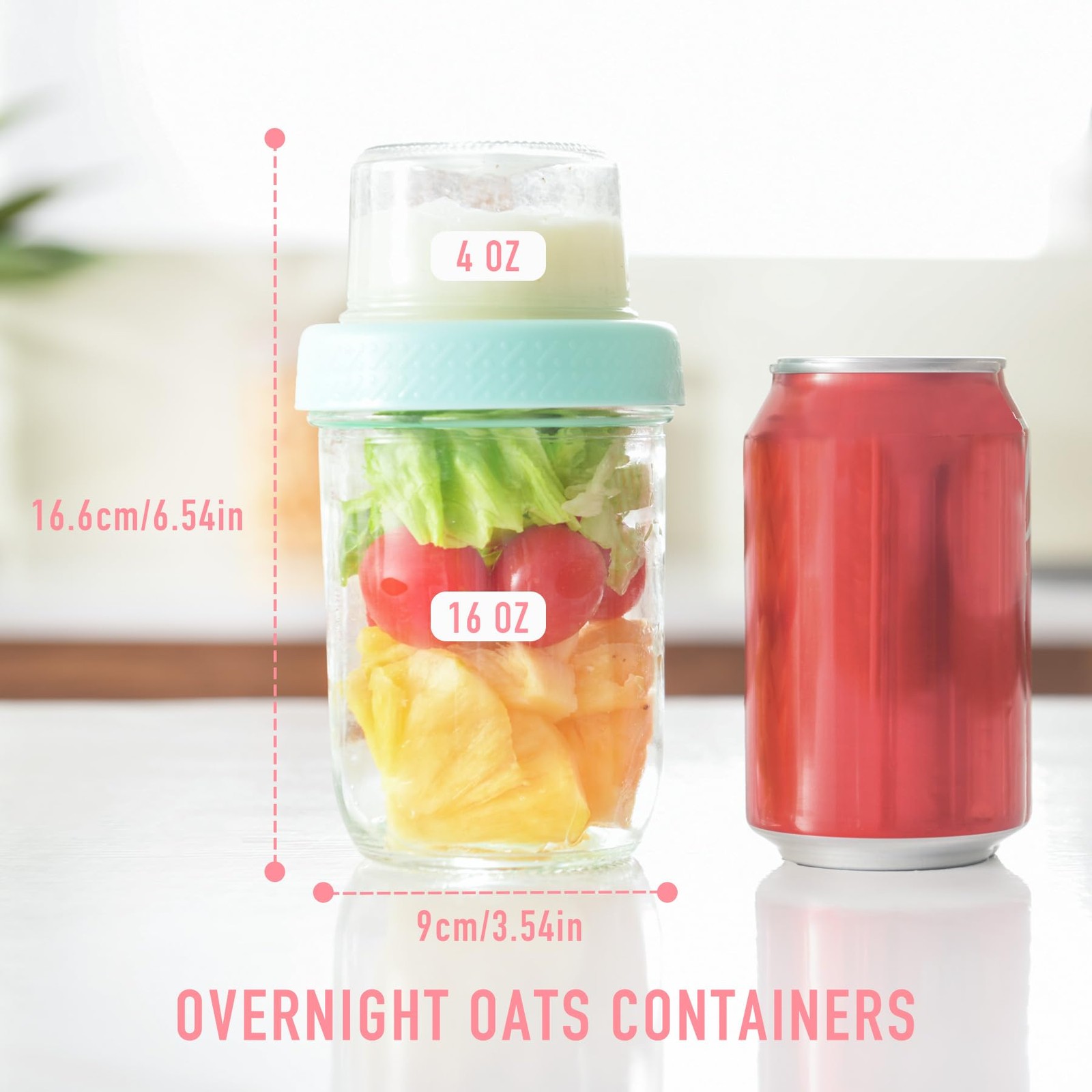 4oz 16 oz Glass Overnight Oats Containers with Lids 6Pack, Yogurt Parfait Cups w gallery