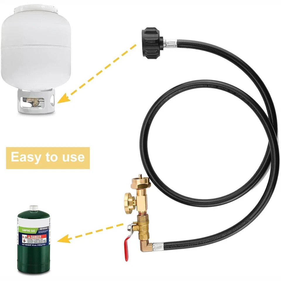 1LB To 20LB Propane Refill Adapter Extension Hose With Gauge On-Off Control 40'' gallery