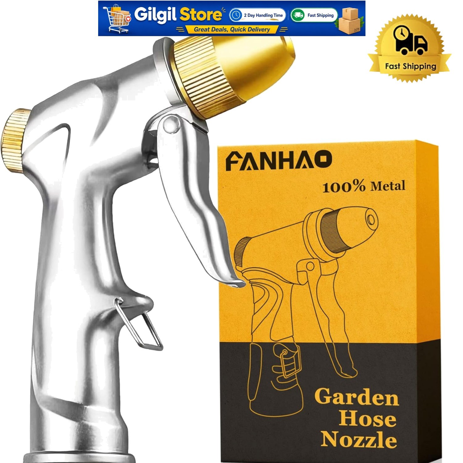 4 Adjustable Spray Patterns Metal Hose Nozzle - 100% Satisfaction Guaranteed gallery