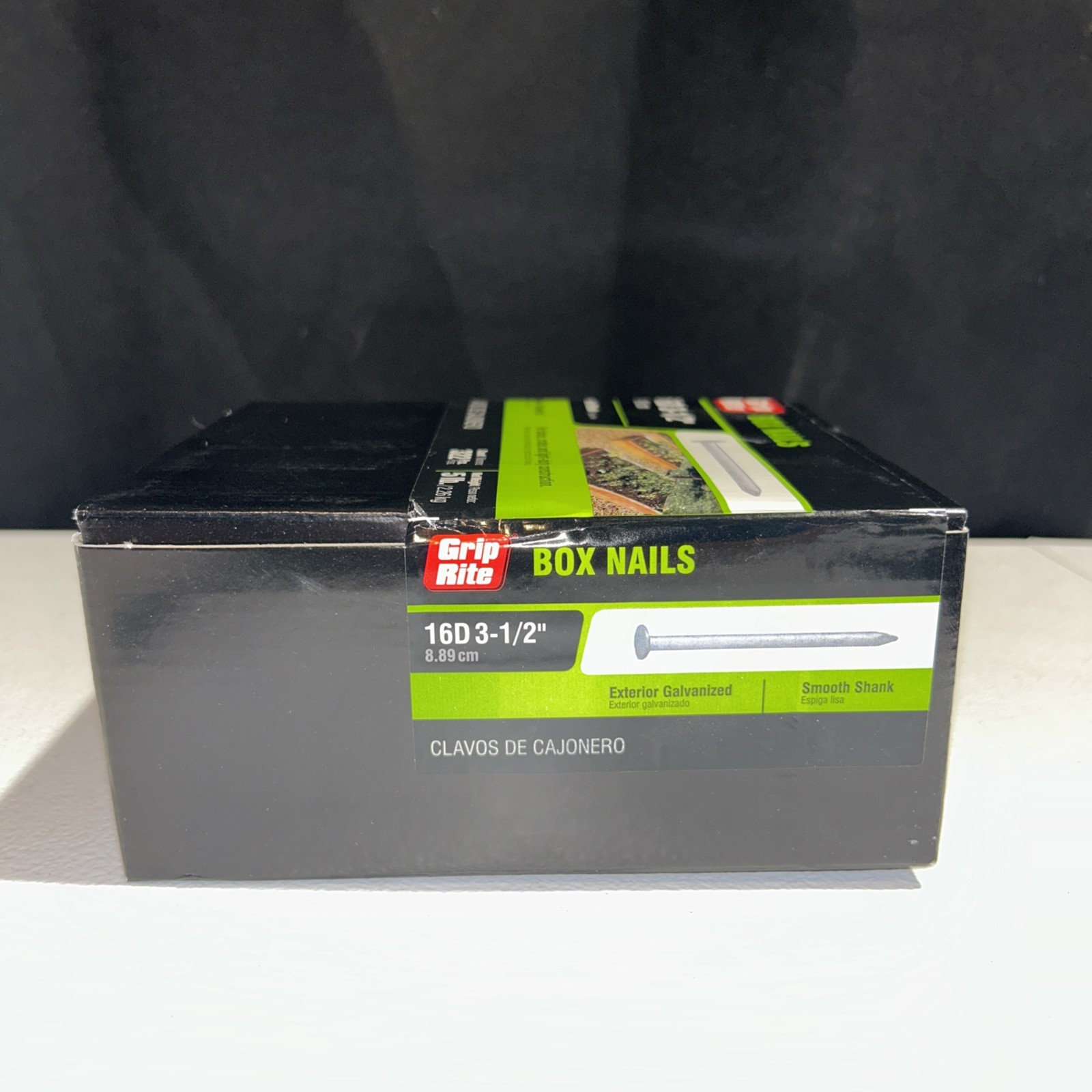 Grip-rite Exterior Galvanized Box Nails 16D 3-1/2” Smooth Shank 5 lb. Box 322 Pc gallery