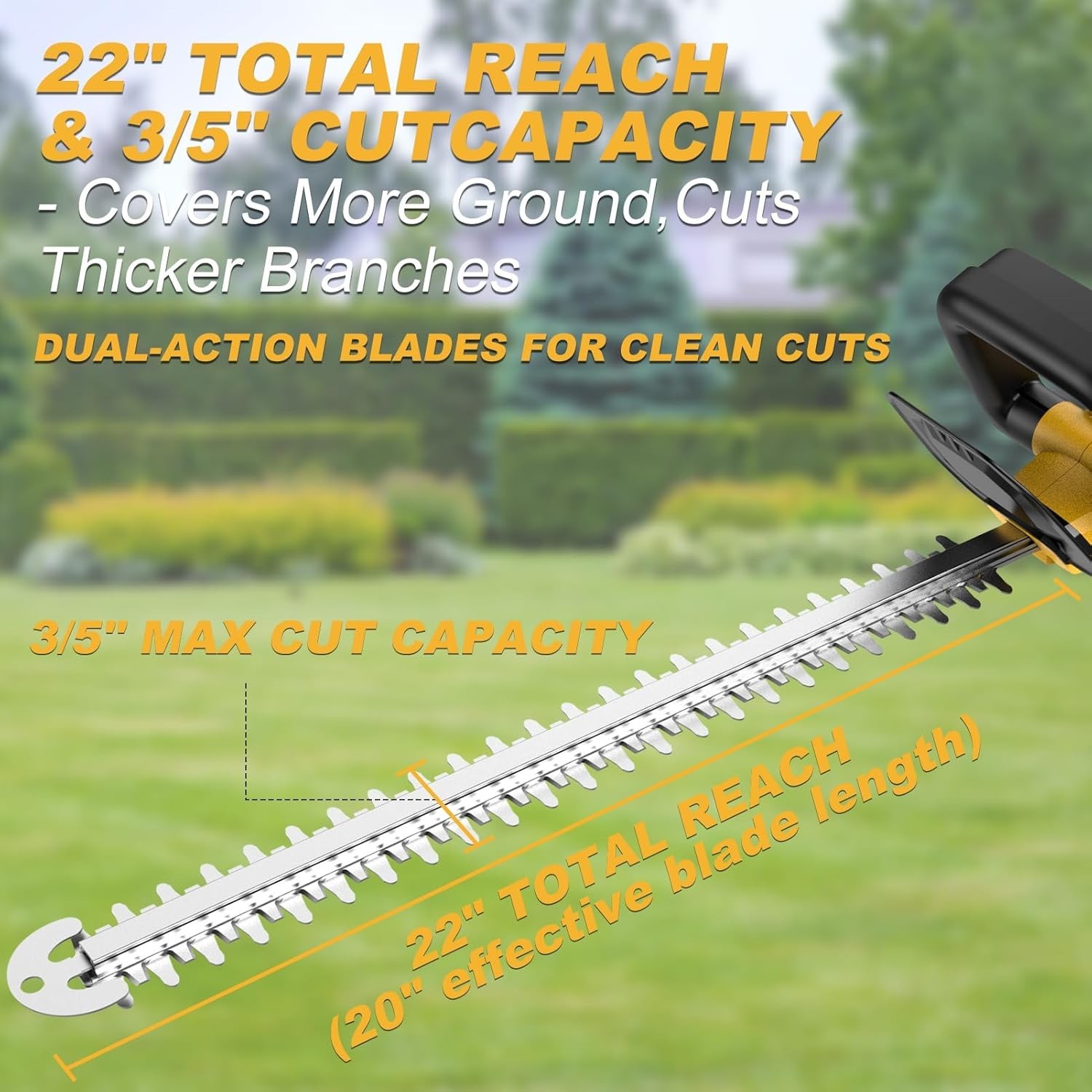 22 Inch Cordless Hedge Trimmer For Dewalt 20V MAX Battery Brushless - Tool Only gallery