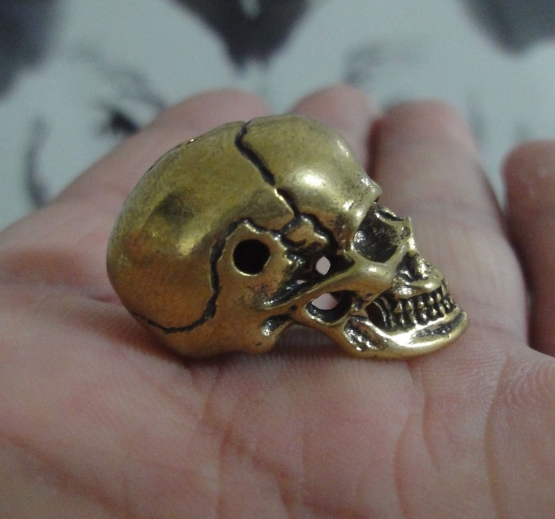Vintage Style Solid Brass Copper Cool Skull Statue Sculpture Pendant gallery
