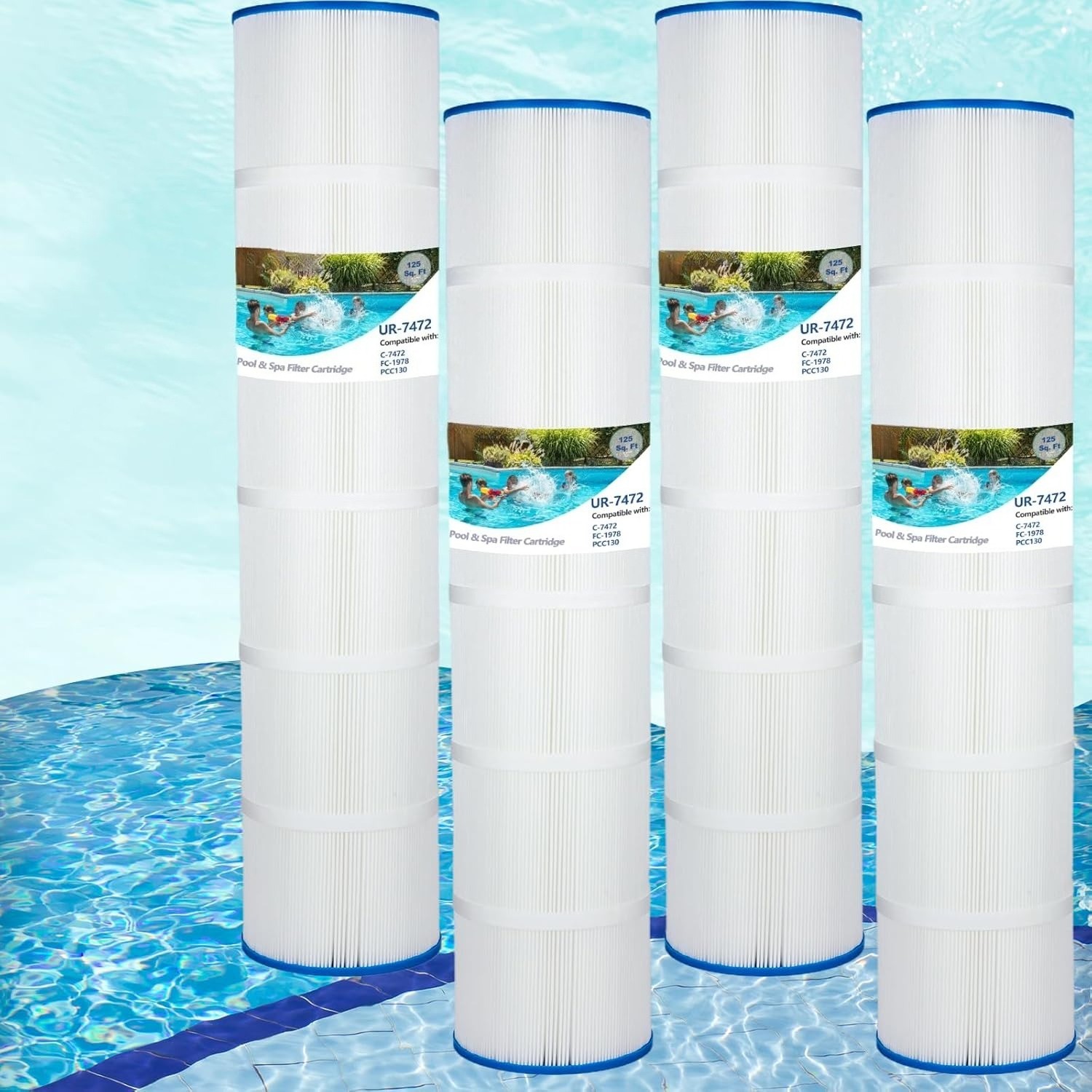 PCC130 Pool Filter Cartridges, 4 x 125 sq ft Replaces CCP520, 32"x7", 4 Pack gallery