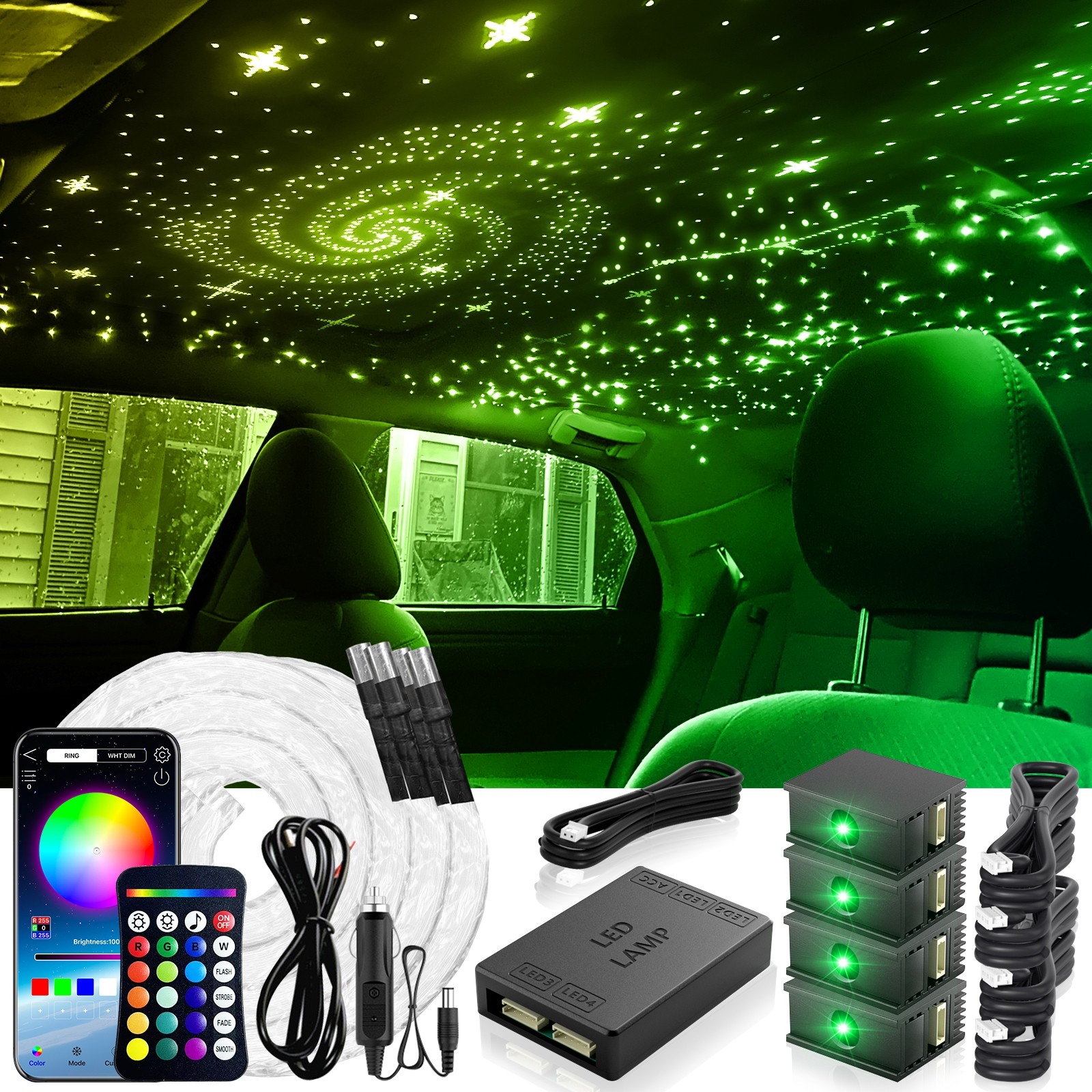 Starlight Headliner Light Kit Split 16W 800Pcs Fiber Optics Car RGB LED Lighting gallery