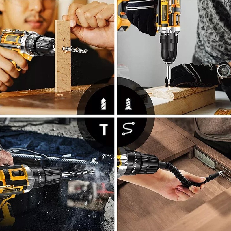 Cordless Brushless Impact Driver Hammer Drill Combo Kit with 2 Battery & Charger gallery
