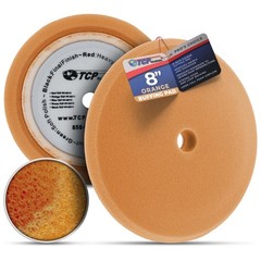 TCP Global 8″ Orange Foam Buffing Pad Extra Coarse Cutting Polish Hook and Lo…