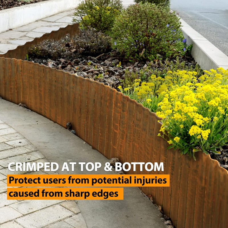 Pre-Rusted Wide-Corrugated Garden Edging, 10" X20Ft Sturdy Steel Lawn Landscape gallery