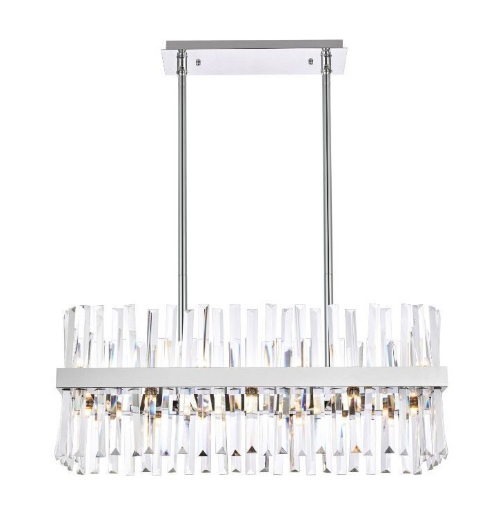 Crystal Chandelier 16 Light Fixture Chrome for Dining Room or Kitchen Island 32" gallery