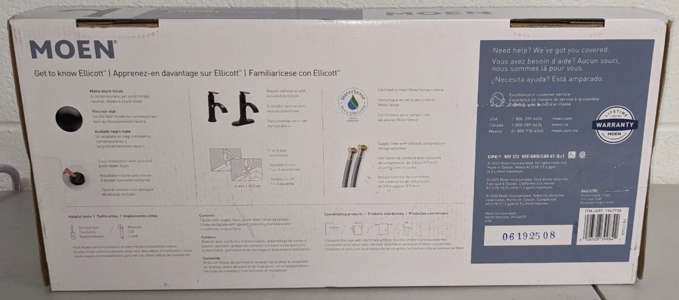 Moen Ellicott Single Handle Bathroom Faucet - Matte Black - 84632BL - New in Box gallery