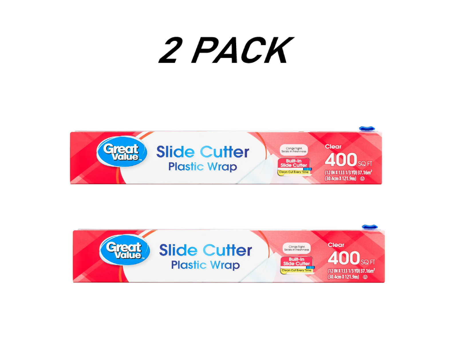 ( 2 PACK) Great Value Slide Cutter Plastic Wrap, 400 sq ft. gallery