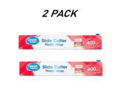 ( 2 PACK) Great Value Slide Cutter Plastic Wrap, 400 sq ft.