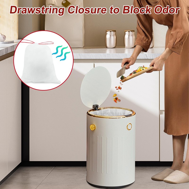 O2frepak 8 Gallon Drawstring Tall Kitchen Trash 100 Count (Pack of 1), White gallery